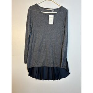 NEW! soft surroundings Alpaca Blend Pleated Back Sweater Sz XS Oversized Gray